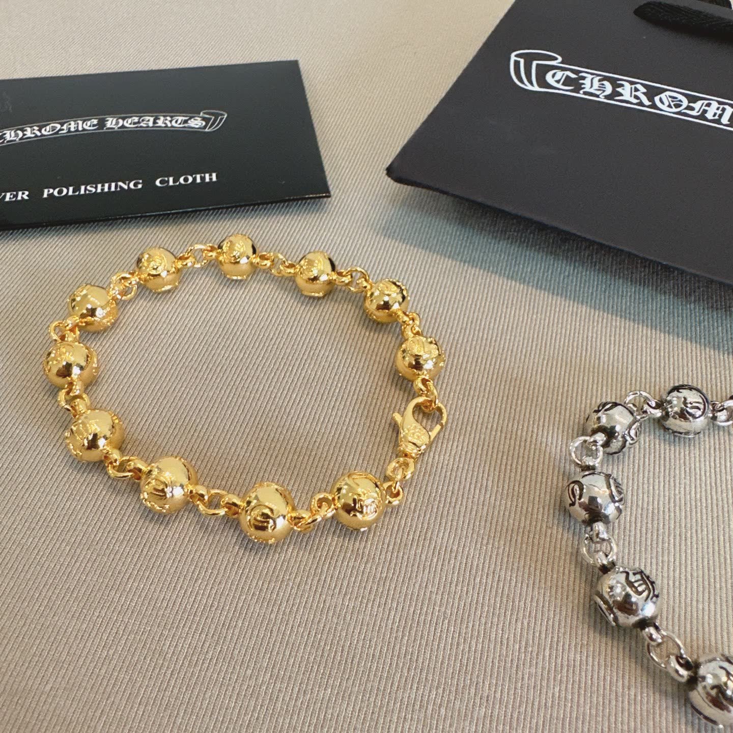 Chrome Hearts Charme Hoops Silver & Gold Beaded Bracelets